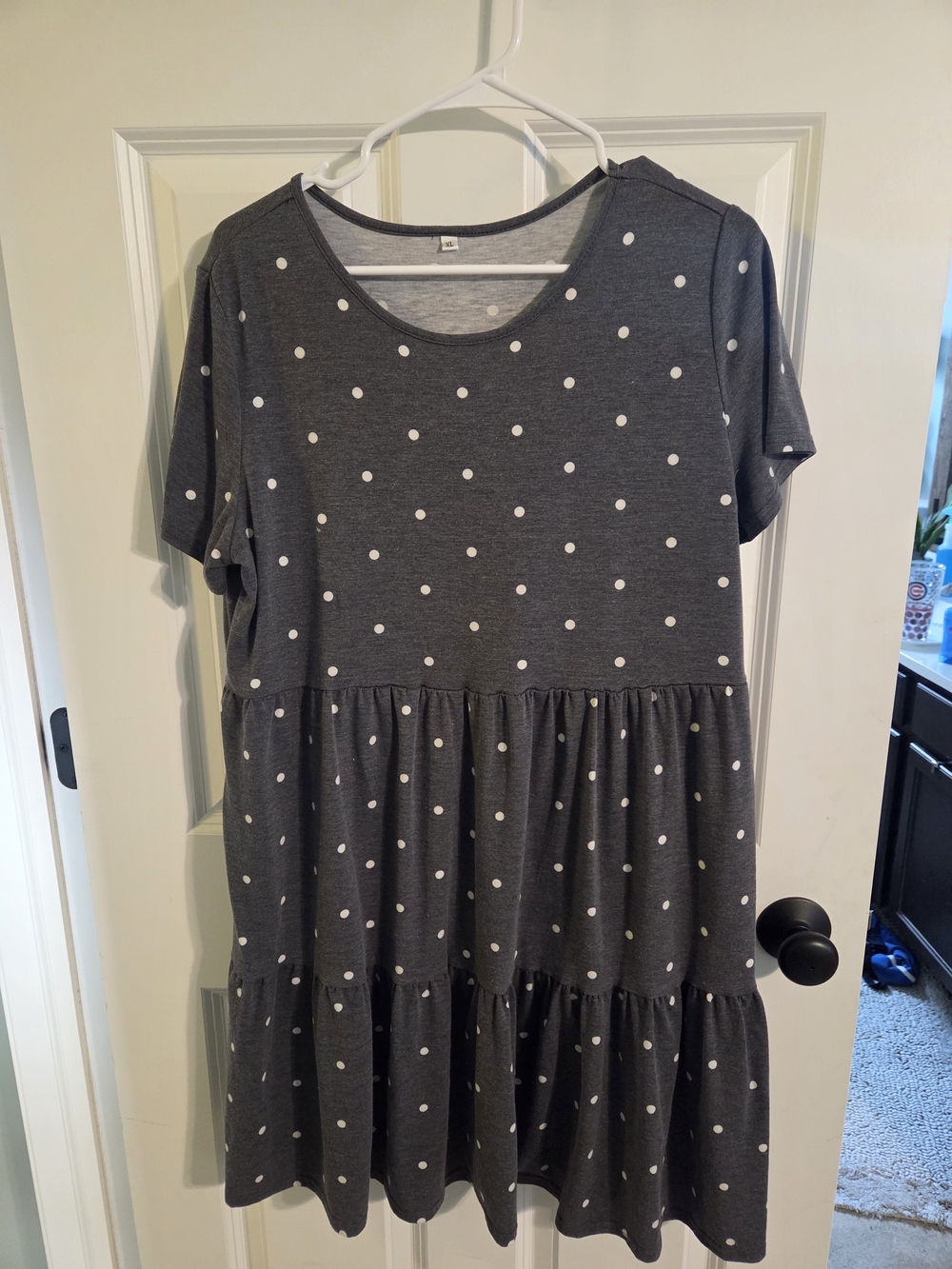 Amazon Gray Polka Dot Mini Dress with White Dots